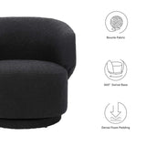 30 Inch Curved Boucle Fabric Swivel Accent Chair