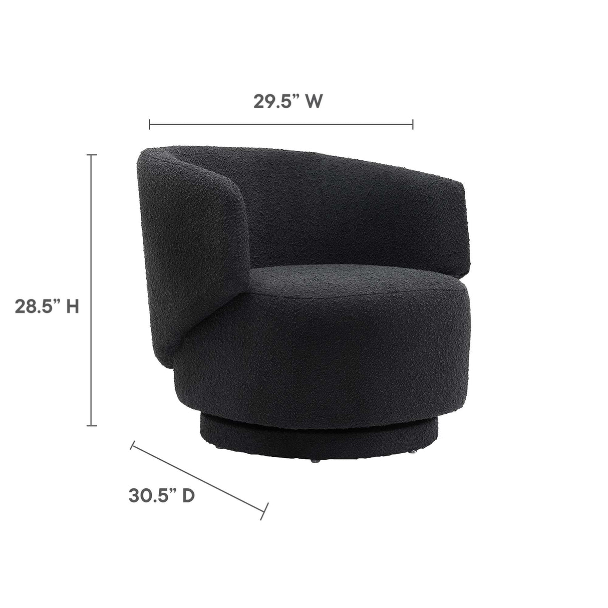 30 Inch Curved Boucle Fabric Swivel Accent Chair