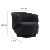 30 Inch Curved Boucle Fabric Swivel Accent Chair