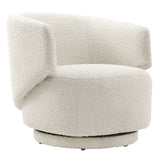30 Inch Curved Boucle Fabric Swivel Accent Chair