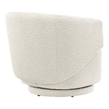 30 Inch Curved Boucle Fabric Swivel Accent Chair