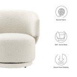 30 Inch Curved Boucle Fabric Swivel Accent Chair