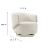 30 Inch Curved Boucle Fabric Swivel Accent Chair