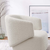 30 Inch Curved Boucle Fabric Swivel Accent Chair
