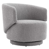 30 Inch Curved Boucle Fabric Swivel Accent Chair