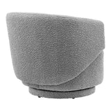 30 Inch Curved Boucle Fabric Swivel Accent Chair