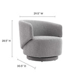 30 Inch Curved Boucle Fabric Swivel Accent Chair