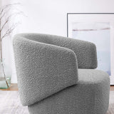 30 Inch Curved Boucle Fabric Swivel Accent Chair