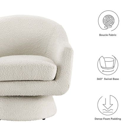 31 Inch Boucle Fabric Swivel Chair