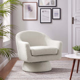 31 Inch Boucle Fabric Swivel Chair