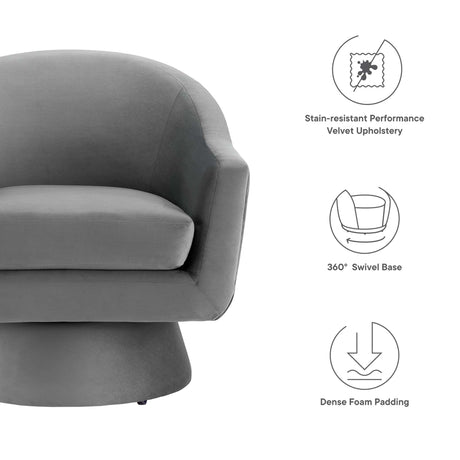 31 Inch Performance Velvet Swivel Chair