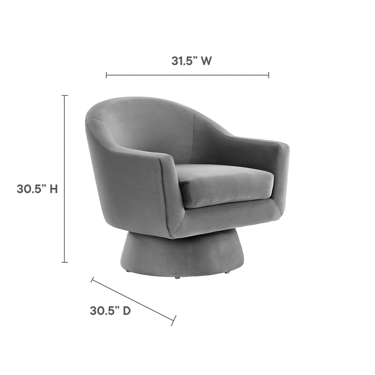 31 Inch Performance Velvet Swivel Chair