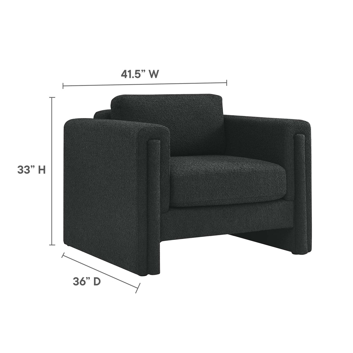 42 Inch Modern Boucle Fabric Accent Armchair with Pocket Coil Springs and Removable Cushions