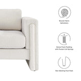 42 Inch Modern Boucle Fabric Accent Armchair with Pocket Coil Springs and Removable Cushions