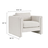 42 Inch Modern Boucle Fabric Accent Armchair with Pocket Coil Springs and Removable Cushions