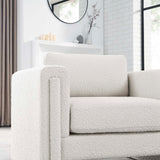 42 Inch Modern Boucle Fabric Accent Armchair with Pocket Coil Springs and Removable Cushions