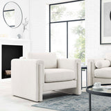 42 Inch Modern Boucle Fabric Accent Armchair with Pocket Coil Springs and Removable Cushions