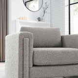 42 Inch Modern Boucle Fabric Accent Armchair with Pocket Coil Springs and Removable Cushions