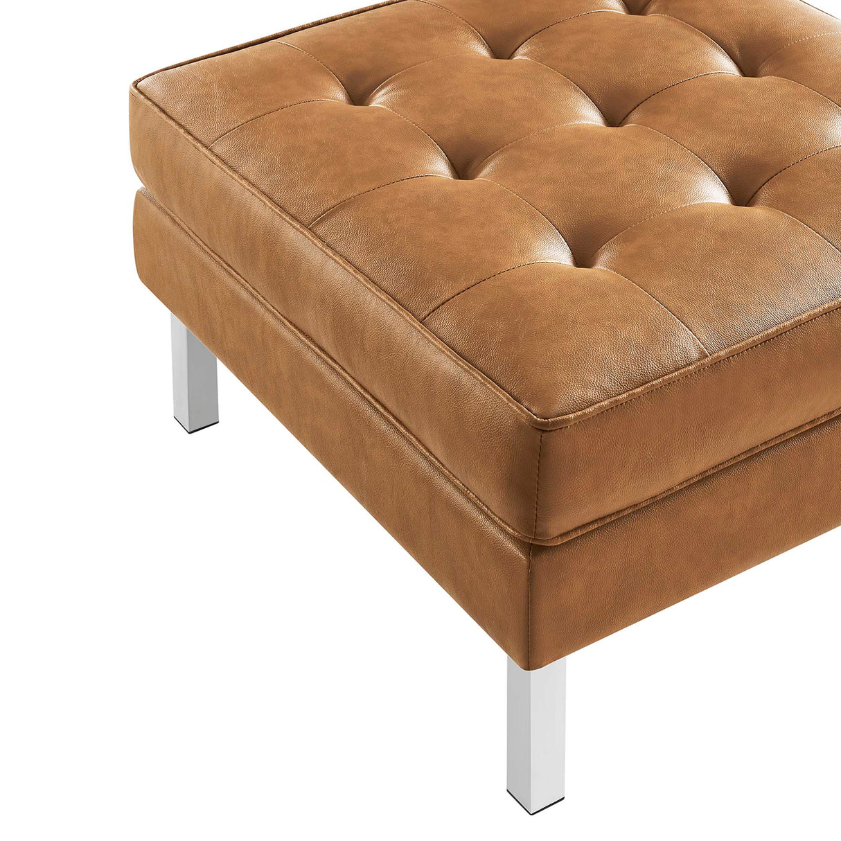 58 Inch Tufted Vegan Leather Armchair and Ottoman Set
