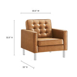 58 Inch Tufted Vegan Leather Armchair and Ottoman Set