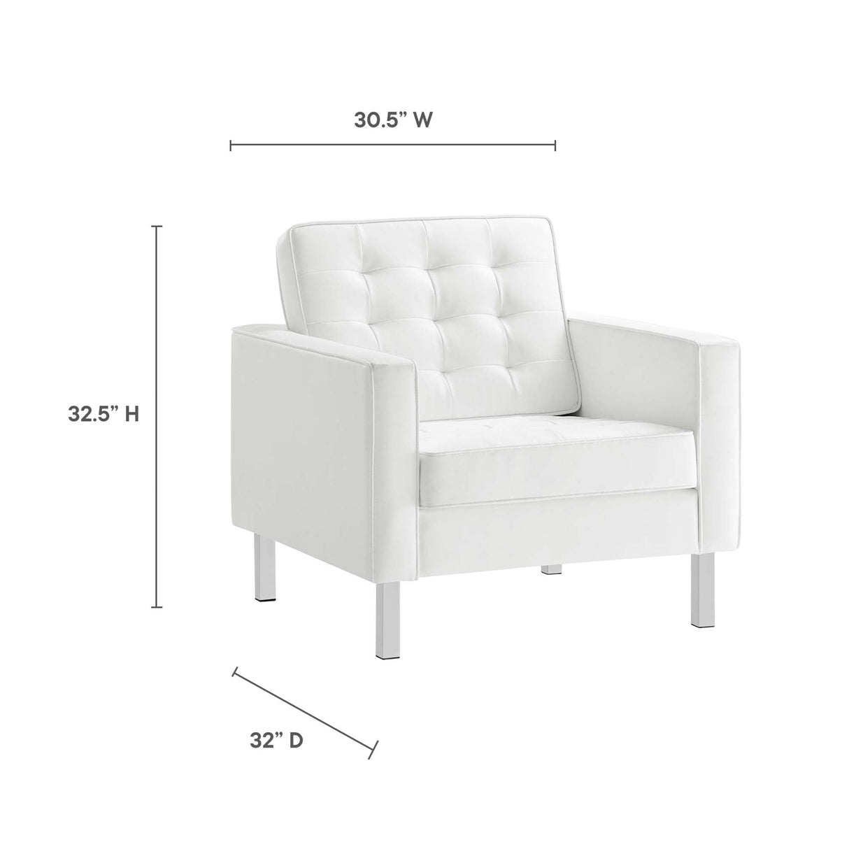 58 Inch Tufted Vegan Leather Armchair and Ottoman Set