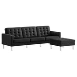 2 Piece 119" Tufted Vegan Leather Sofa and Ottoman Set