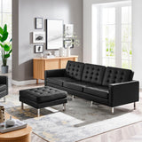 2 Piece 119" Tufted Vegan Leather Sofa and Ottoman Set