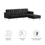 2 Piece 119" Tufted Vegan Leather Sofa and Ottoman Set