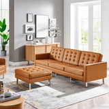 2 Piece 119" Tufted Vegan Leather Sofa and Ottoman Set