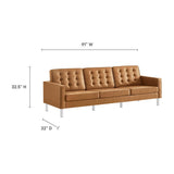 2 Piece 119" Tufted Vegan Leather Sofa and Ottoman Set