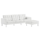 2 Piece 119" Tufted Vegan Leather Sofa and Ottoman Set