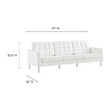 2 Piece 119" Tufted Vegan Leather Sofa and Ottoman Set