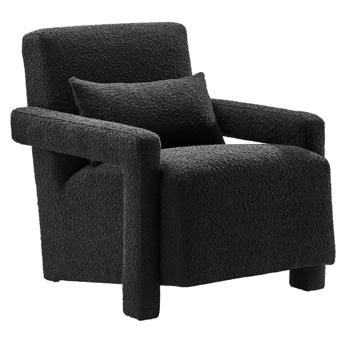 27 Inch Modern Angular Boucle Fabric Armchair