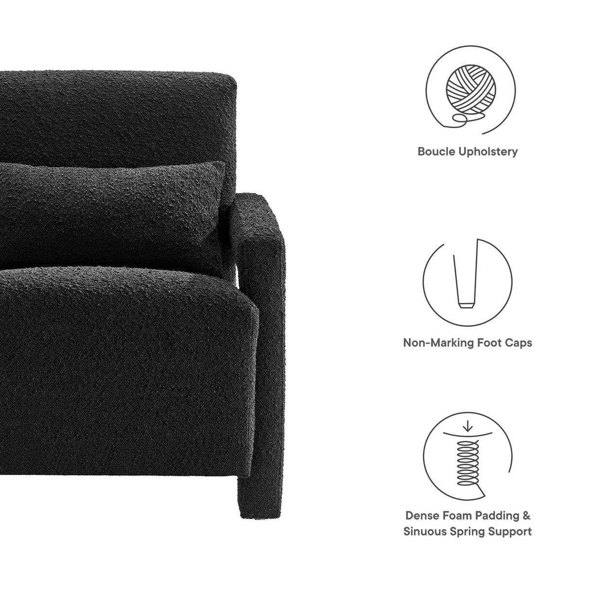27 Inch Modern Angular Boucle Fabric Armchair
