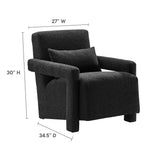 27 Inch Modern Angular Boucle Fabric Armchair