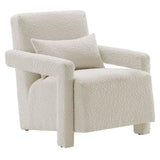 27 Inch Modern Angular Boucle Fabric Armchair