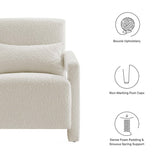 27 Inch Modern Angular Boucle Fabric Armchair