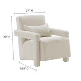 27 Inch Modern Angular Boucle Fabric Armchair