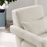 27 Inch Modern Angular Boucle Fabric Armchair