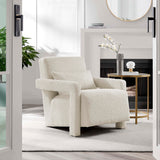 27 Inch Modern Angular Boucle Fabric Armchair