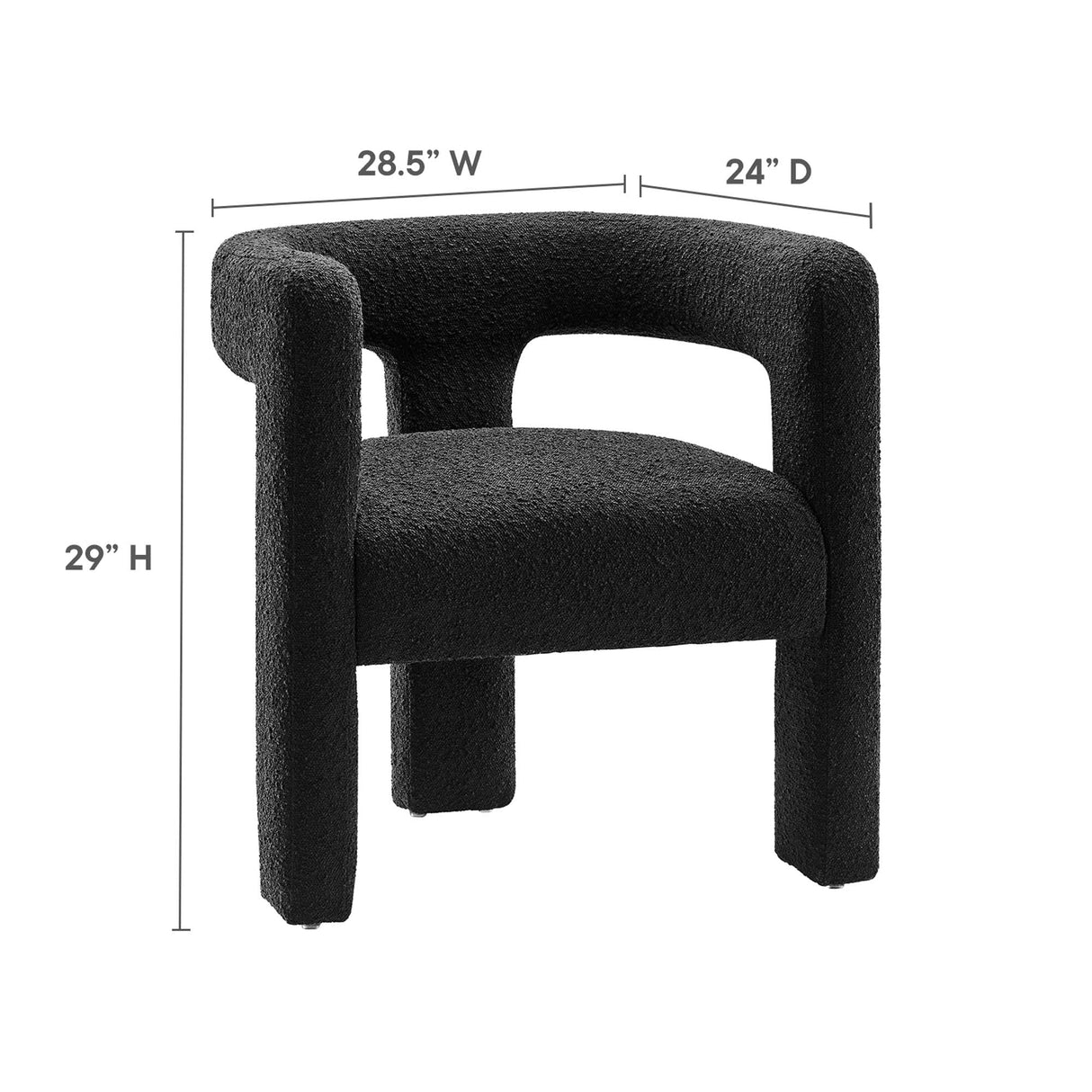 29 Inch Modern Rounded Boucle Fabric Armchair