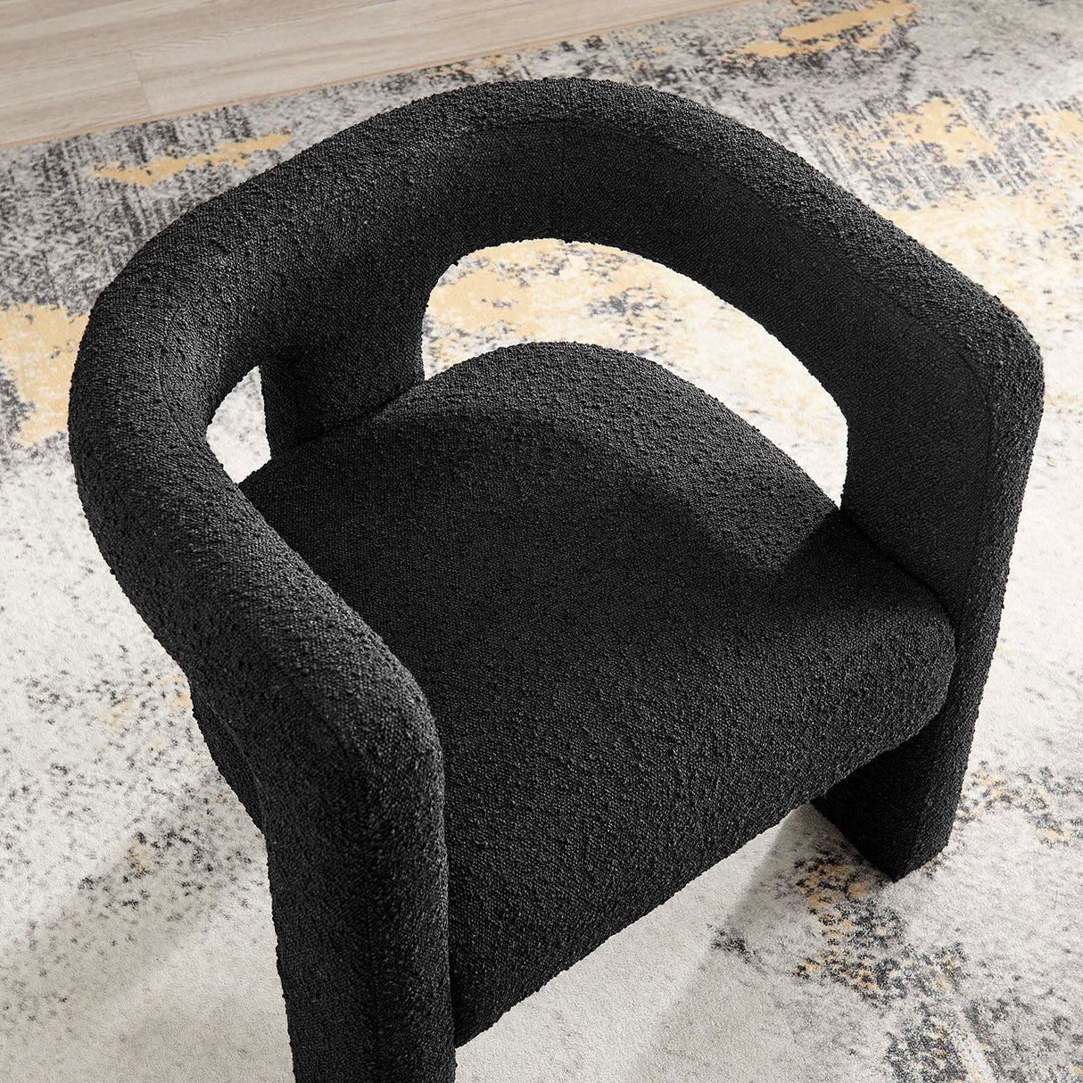 29 Inch Modern Rounded Boucle Fabric Armchair