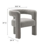 29 Inch Modern Rounded Boucle Fabric Armchair