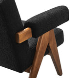 28 Inch Boucle Fabric Armchair with V-Shaped Wood Legs