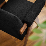 28 Inch Boucle Fabric Armchair with V-Shaped Wood Legs