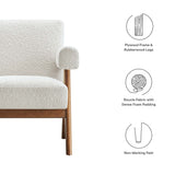 28 Inch Boucle Fabric Armchair with V-Shaped Wood Legs