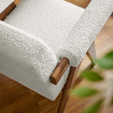 28 Inch Boucle Fabric Armchair with V-Shaped Wood Legs