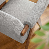 28 Inch Boucle Fabric Armchair with V-Shaped Wood Legs
