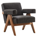 28 Inch Woven Heathered Fabric Armchair with Wood Legs