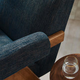28 Inch Woven Heathered Fabric Armchair with Wood Legs